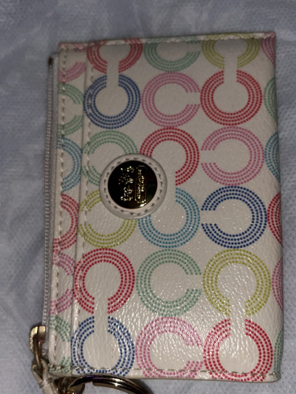 Coach Colorful Circle Print Wallet with Gold Logo Accent Keychain wallet